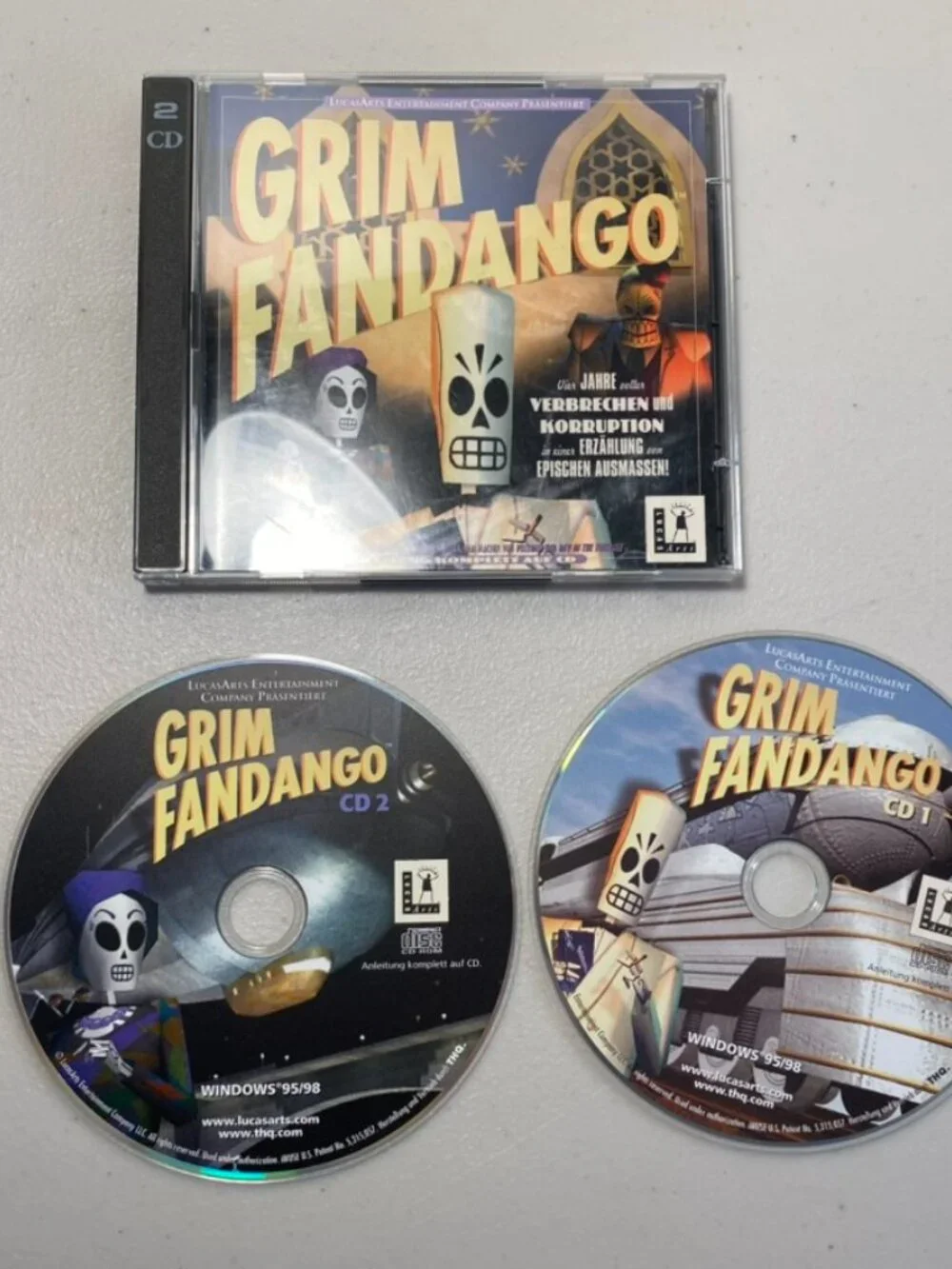 Grim Fandango 2 Disc Set (PC CD-ROM, 1997, LucasArts) German/Deutsch Version